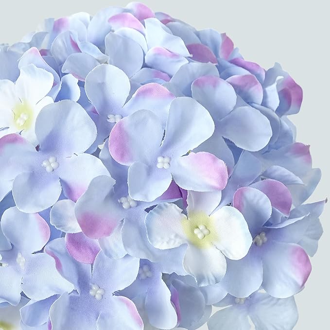 JINWOE Silk Hydrangea Artificial Flowers, 5Pcs 20Inch Large Lifelike Silk Artificial Hydrangeas, Full Fake Flowers for Bouquet Table Centerpieces Wedding Indoor Home (Taro Purple)