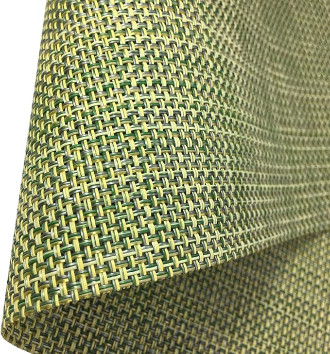 WAZAIGUR Placemats,Easy to Clean Crisscross Woven Vinyl Place Mats Durable Non-Slip Heat Resistant Table Mats,Placemats for Kitchen Table Set of 6,Green and Yellow