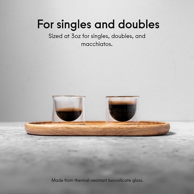 FLUR Espresso Glasses (Set of 2) Perfect for Espresso, Macchiatos & Small Espresso Drinks – Double-Walled Borosilicate Glass – Handmade, Lightweight & Durable – 3oz (Purple)