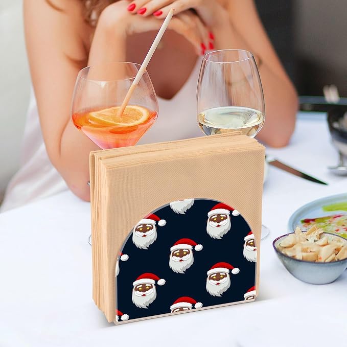 Black Santa Claus Napkin Holder for Tables –Napkin Holders for Kitchen, Table Napkin Holders, Cocktail Napkin Holder,Paper Napkins Holder