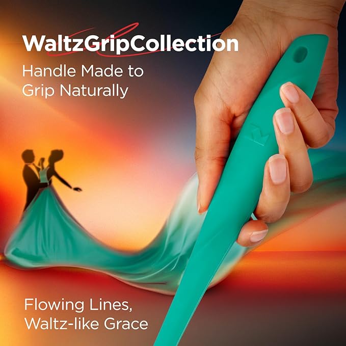 Kitchen Mama WaltzGrip Platinum Silicone Jar and Can Spatula Utensil Set: Heat-Resistant, Nonstick Scraper, Scooping, Perfect for Smoothies, Jam, Cream, Peanut Butter, Dishwasher Cooking Gadget (Teal)