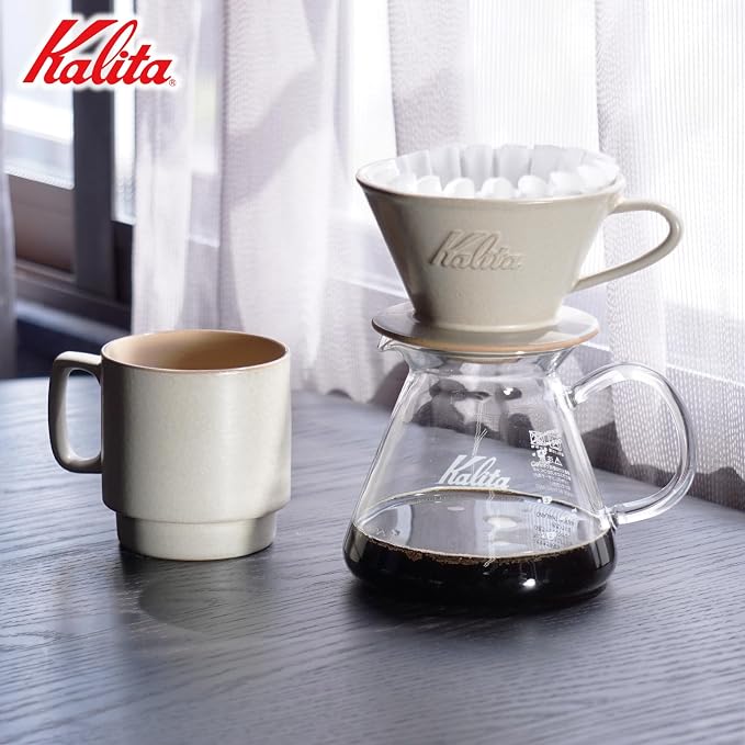 Carita Kalita Coffee Dripper Mino Ware High Heat Retention Pottery for 1 to 2 People, DACHI & KalitaMI 155, Sand Beige, #01101, Wave Series, Made in Japan, Drip Equipment, For One Person
