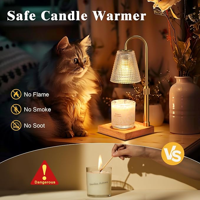 Hong-in Adjustable Candle Warmer Lamp with Timer Dimmer,Birthday Gifts for Women Mom Sister,House Warming Gifts New Home Room Decor,Vintage Wax Warmer for Scented Wax Jar Candles