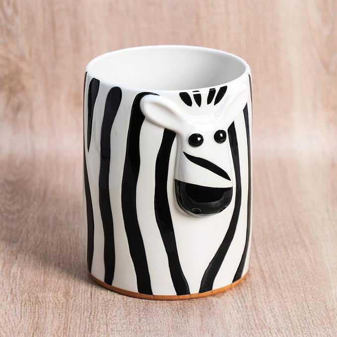 SOCOSY Zebra Shaped Ceramic Kitchen Utensil Holder For Countertop Large Cooking Utensil Crock Holder Spatula Holder, Kitchen Countertop Decoration-Black B