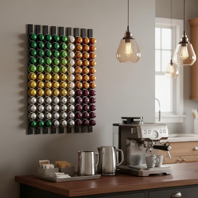 Wall Mount Coffee Capsule Organizer Counter Top Storage Pods Holder