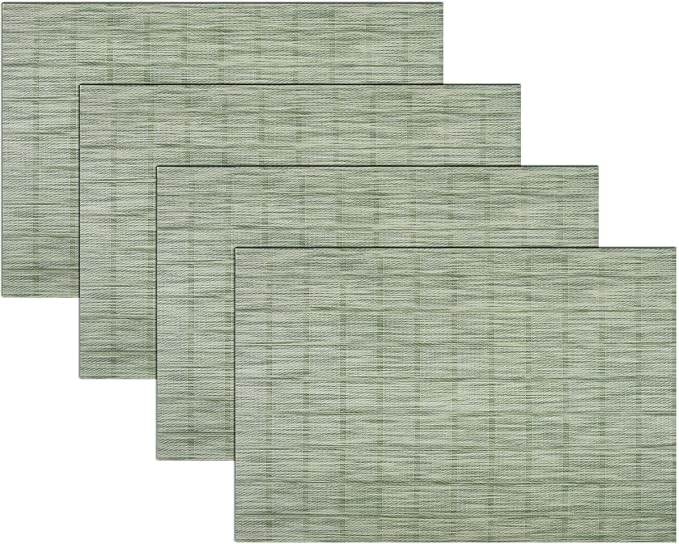 PIGCHCY Countryside Placemats Set of 4 Woven Heat Resistant Placemats Washable Easy to Clean Table Mats for Dining Room and Decor (Pear Green)