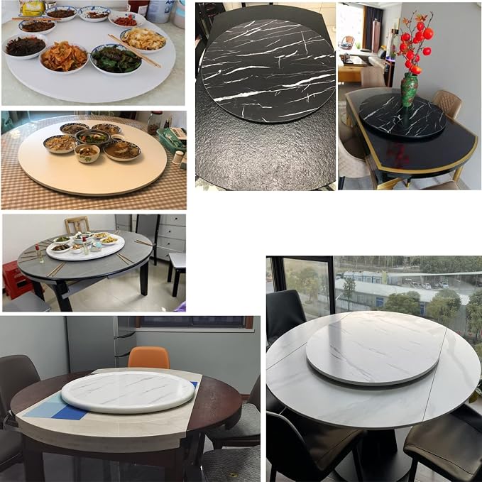 Round Lazy Susan Wooden Turntable For Kitchen Dining Table - 360° Rotating Serving Plate/Trays, With Base, Integrated Structure, It Can Be Rotated Directly On The Desktop (Color : Red-brown, Size :