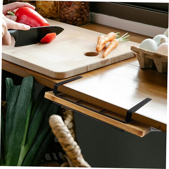 KICHOUSE under Cabinet Shelf Cutting Boards for Paper Towel Holder Sturdy Stainless Steel Rack
