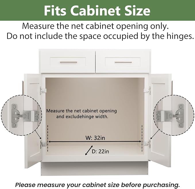 Pull Out Cabinet Organizer 31½" W x 21½" D, Heavy Duty Cabinet Pull Out Shelves, Slide Out Drawers Organization for Kitchen Cabinets Bathroom