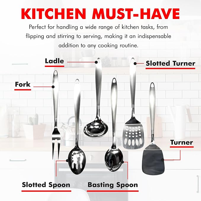 Chef Craft Select Kitchen Tool and Utensil Set, 6 Piece Set, Stainless Steel