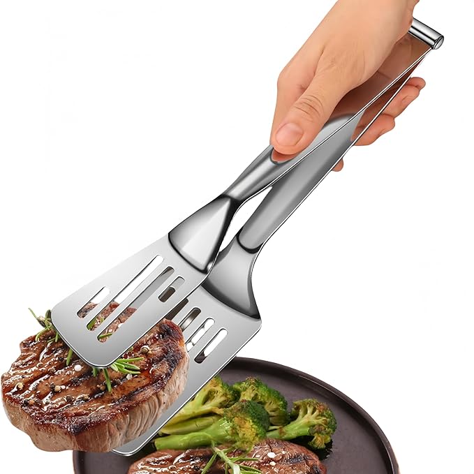 New Kitchen Cooking Tongs, Multifunctional Frying Spatula with Detachable Design, 304 Stainless Steel, Perfect for Grilling, Cooking, Frying, and Griddling (12.8 Inch)