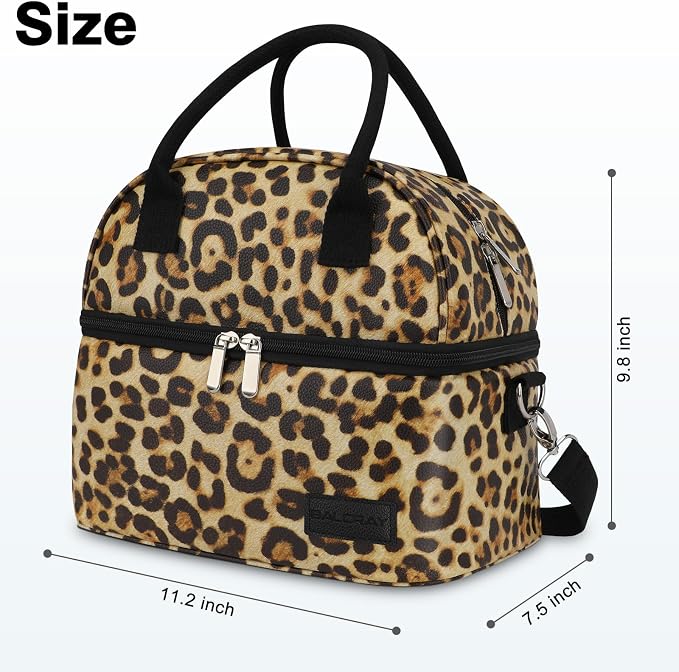 BALORAY Lunch Bag for Women Men Insulated Lunch Box for Adult Reusable Lunch Tote Bag for Work, Picnic, School or Travel (Black/Beige),L