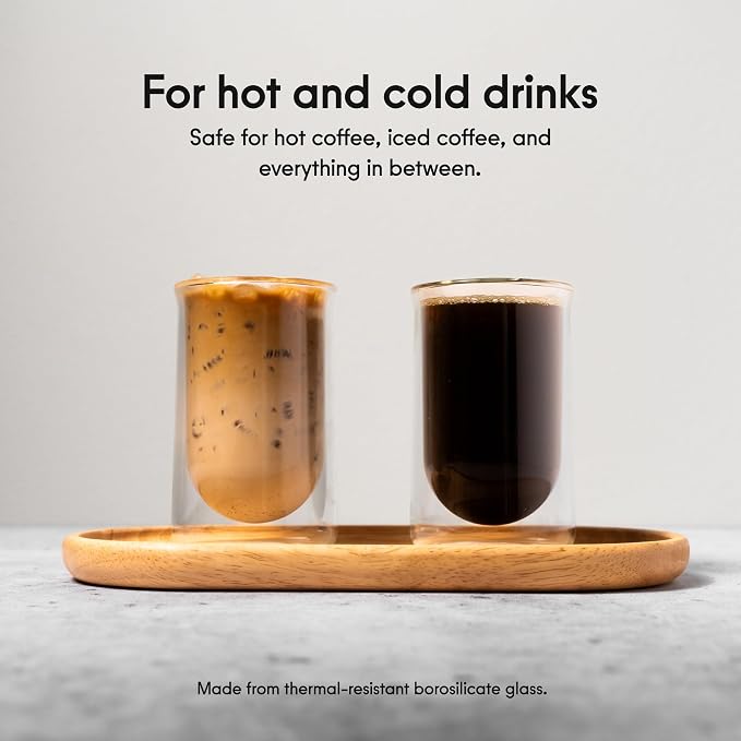 FLUR Tasting Glasses (Set of 2) Perfect for Coffee, Matcha, Tea & More – For Hot or Iced Drinks – Double-Walled Borosilicate Glass – Handmade, Lightweight & Durable – 11oz (Purple)