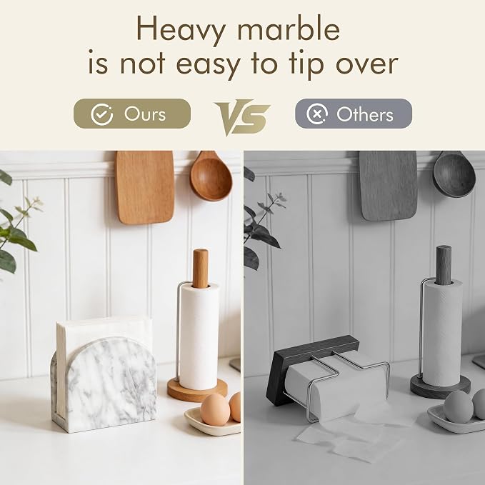 Marble Napkin Holder for Table, Upright Napkin Holders with Marble Unique Texture, Standing Napkin Dispenser for Kitchen Dining Room Counter Tops, Restaurant (Height 5.9")