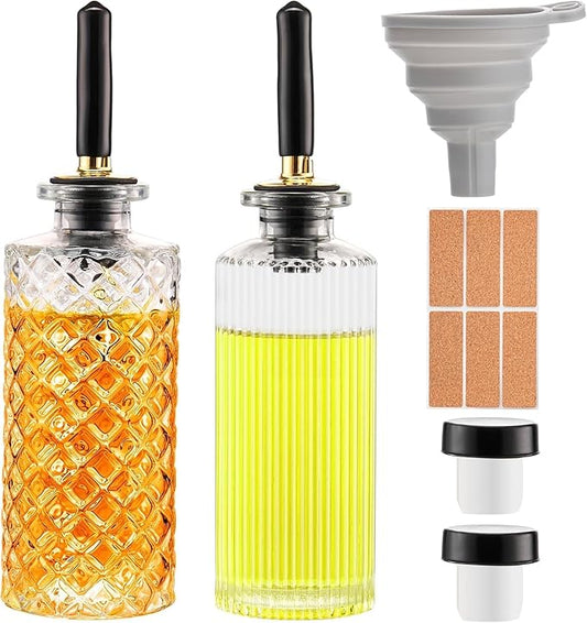 gegewawa 2pcs Glass Coffee Syrup Dispenser Bottles 5 OZ, Simple Syrup Bottles with Metal Pour Spout, Syrup Dispenser for Coffee Bar Accessories for Maple Honey Syrup Oil and Sauces