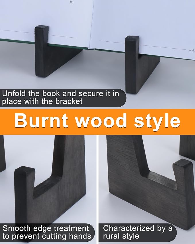 Cookbook Stand for Kitchen, Wooden Cookbook Holder, Rustic Cook Book Holder Stand with Natural Wooden Grains, Recipe Book Holder for Kitchen Counter Gift for Home Chefs Cook Lovers