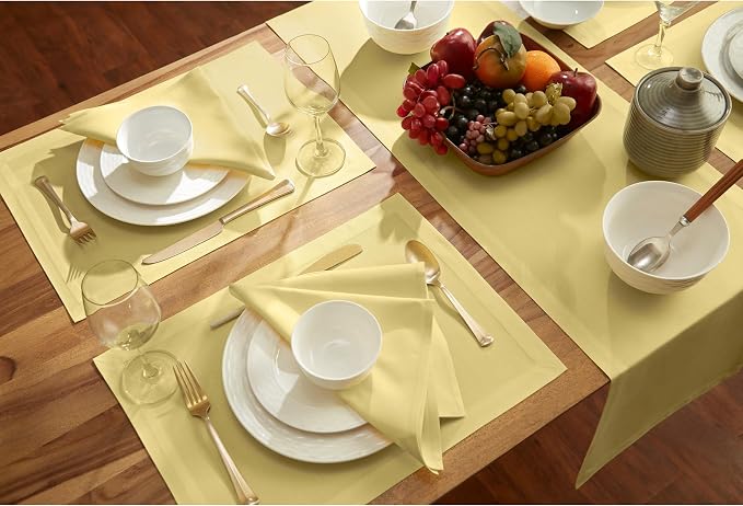 Solino Home Yellow Cotton Linen Table Runner 108 Inches Long - Elegant Machine Washable Dining Table Runner 14x108 Inch for Summer Decor & 4th of July - Dru