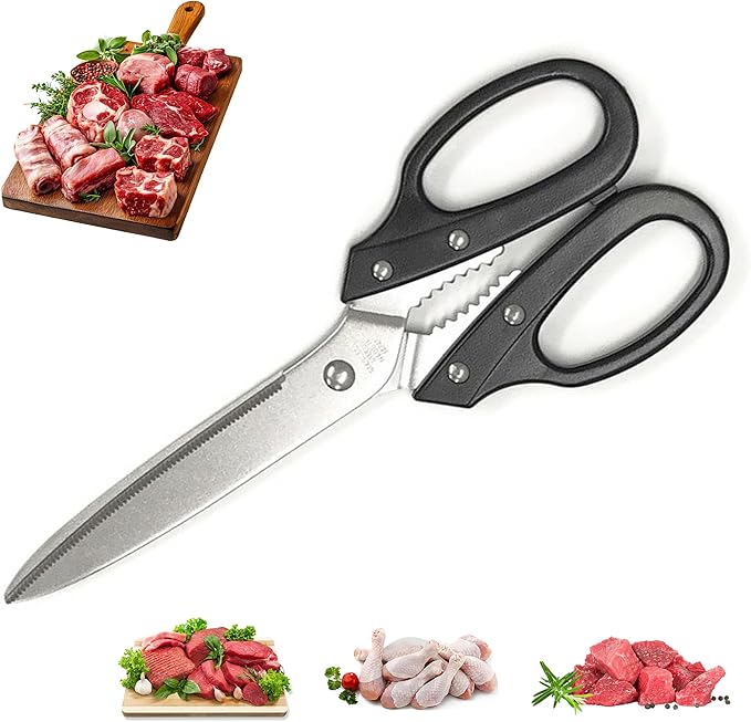 Multipurpose Kitchen Shears Heavy Duty Japan Tanaka Scissors Diamond Cut Stainless Steel 타나카 방산시장 강주은 주방가위 깡스가위(Black)