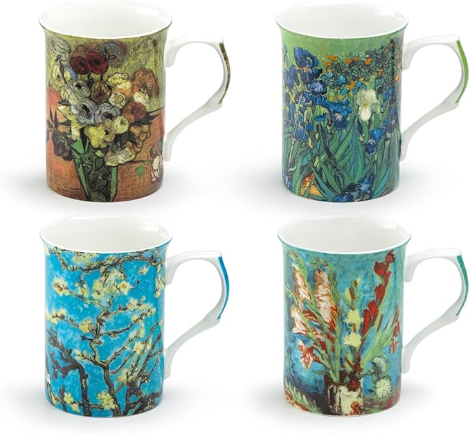 Gracie Bone China Impression Bone China Mug 9-Ounce, Set of 4