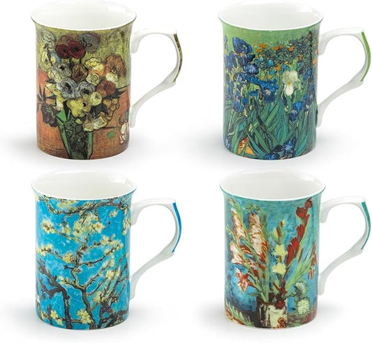 Gracie Bone China Impression Bone China Mug 9-Ounce, Set of 4