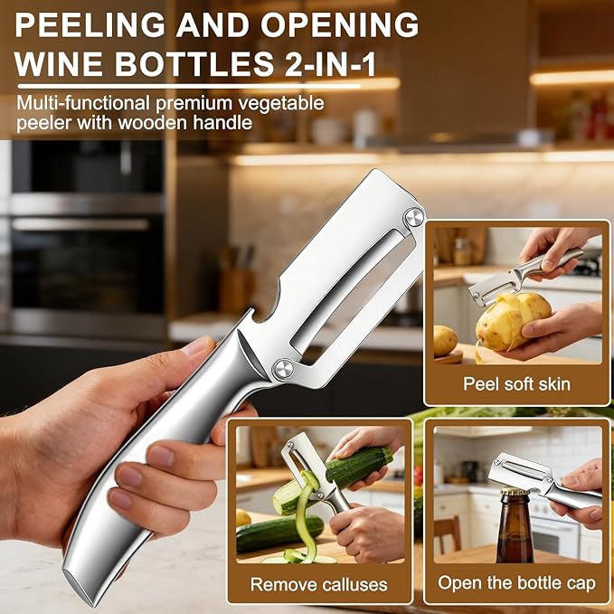 2PCS Multi-Functional Vegetable Peeler for Kitchen,Cabbage Shredder for Coleslaw,2-in-1 Stainless Steel Blade,Vegetable Peelerfor Fruit Apple Potato Pumpkin Slicer