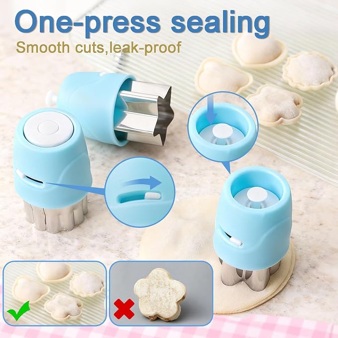 CHICHAUS 20Pcs Biscuit Cutter & Cookie Cutters Set - Multi-Shape Fruit/Vegetable Cutters for Kids Lunch Accessories, Food-Grade Stainless Steel Molds for Home Baking (BLUE)