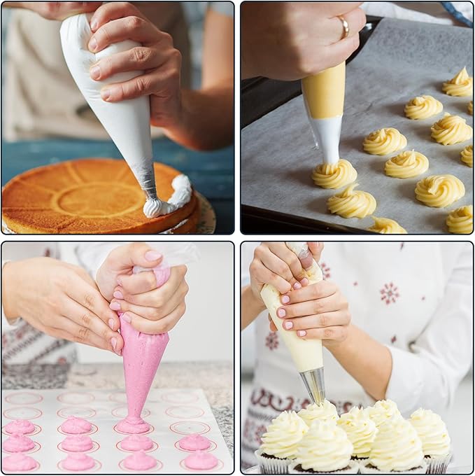 100 Pcs Disposable Piping Bags 12inch Anti Burst Pastry Bags Pastry Bag Pastry Crimpers Icing Piping Bags for Frosting Ideal for Cake Macarons Dessert Decorations Cookies Baking Cupcakes (Clear)