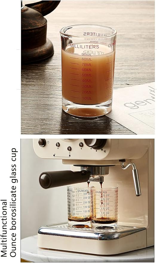 Shot Glass Measuring Cup 3 Ounce/90ML Liquid Heavy High Espresso Glass Cup 2 pcs by TIYOORTA (Red 90ML 2PCS)