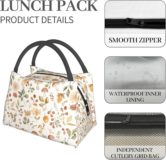 Tender Horse and Foal Forest Scene Lunch Box for Women Girls Adults Insulated Green Meadow Animal Lunch Bag for Work Picnic Camping Travel Gifts Cooler Thermal Large Capacity Reusable Tote Makeup Bags