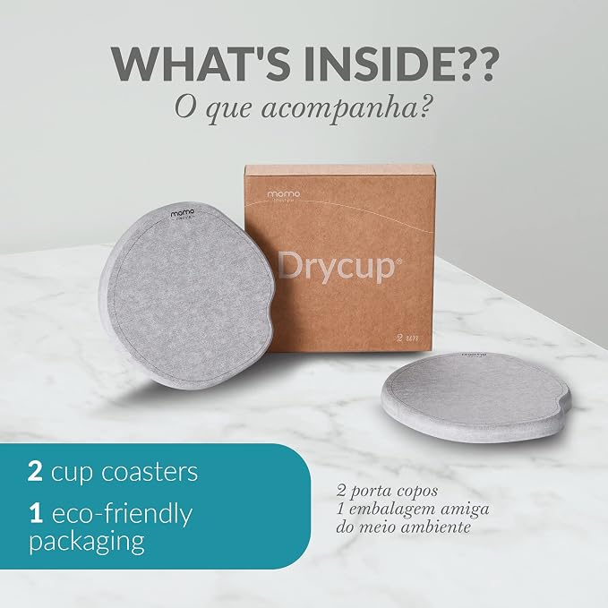 Momo Lifestyle Coasters for Drinks Drycup Stone Coaster Ultra Absorbent Made of Diatomaceous Earth Ideal for Wooden and Coffee Table Non Scratch Condensation Drink Coasters (2 Pack)