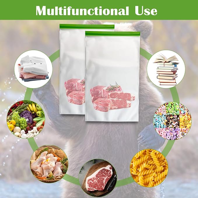 Bear Bags for Food Backpacking- Odor Proof Storage Bags 7.87 Mil Reusable No-Odor Ziplock Barrier Bags Fit Home Organization Camping, Food Storage (5pack)