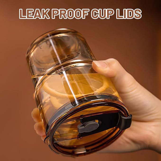 Luxfuel 13 oz Tumbler Water Glass Cups with Straw & Lid, Reusable Iced Coffee, Tea Cups, Leak-Proof Thick Wall Travel Glass Tumbler for Home, Office, Car Cup Holder Friendly, BPA Free (Shimmer,1 Pack)