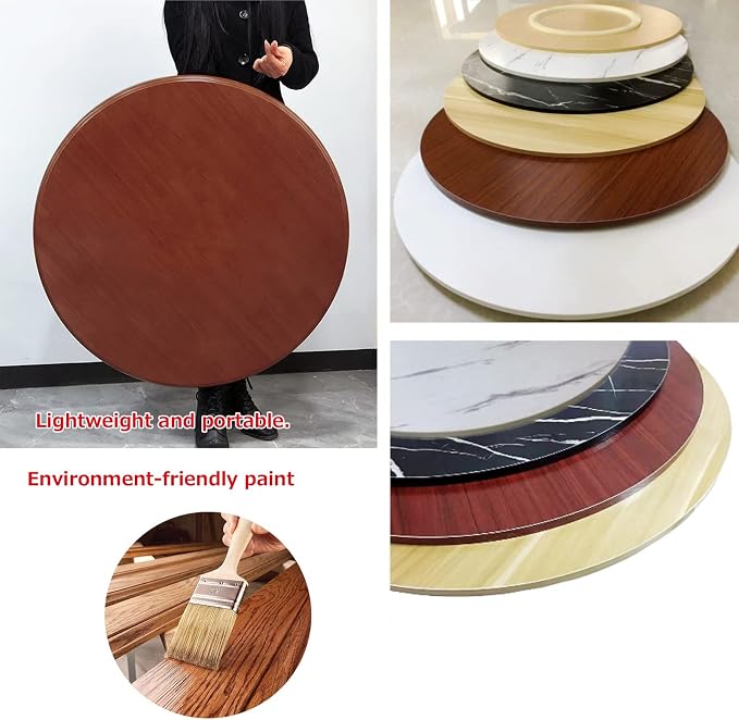 Large Round Turntable Wooden Lazy Susan For Dining Table, 6 Colors, 360° Smooth Rotating Serving Plate, Share All Food, Tabletop Swivel Tray For Family Dinner/Hotel/Restaurant (Color : Red-brown, Si