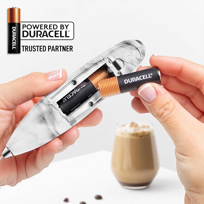 Zulay Kitchen Powerful Milk Frother Wand With Duracell Batteries - Ultra Fast Handheld Drink Mixer - Electric Whisk Foam Maker for Coffee, Lattes, Cappuccino & Matcha - Double Whisk - Quartz
