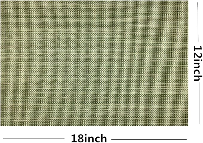WAZAIGUR Placemats,Easy to Clean Crisscross Woven Vinyl Place Mats Durable Non-Slip Heat Resistant Table Mats,Placemats for Kitchen Table Set of 6,Green and Yellow
