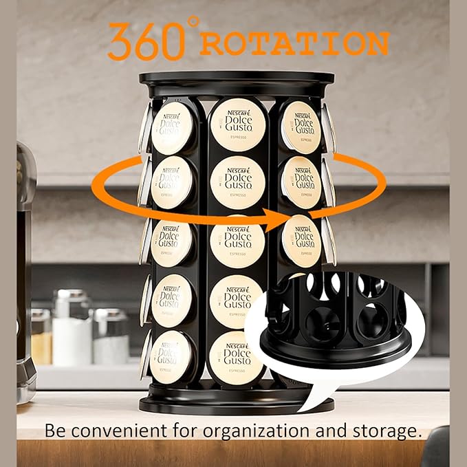Coffee Pod Organizer Storage Coffee Pod Holder Carousel 360 Degrees Rotation Capacity of 40 Keurig K-Cup pods for Office Home Kitchen Counter Organizer