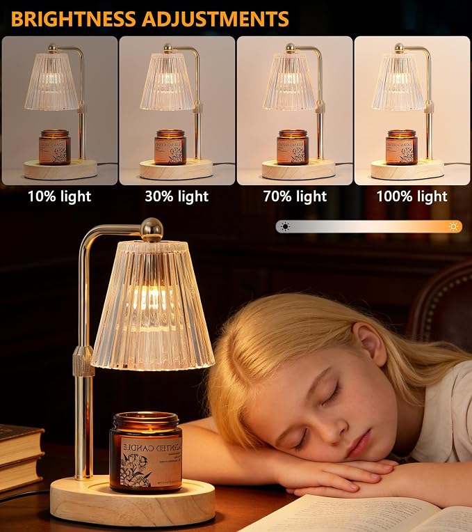 Gold Candle Warmer Lamp with Timer,Candle Warmer Lamp for Jar Candles Dimmable,Mother's Day Birthday Christmas for Mom Wife Gife,Home Decor Lamp,with 2 Bulbs