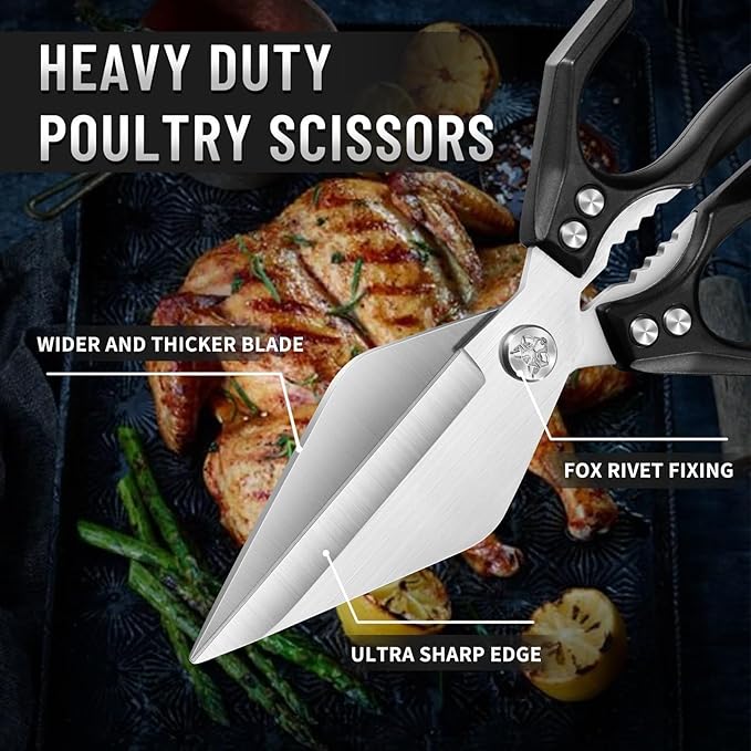 Dream Reach Kitchen Shears for Food Heavy Duty Poultry Shears with Ergonomic Handle, Japanese High-Carbon Steel Culinary Scissors for Chicken, Meat, Seafood, Bone Cutting, Christmas Gifts for Men