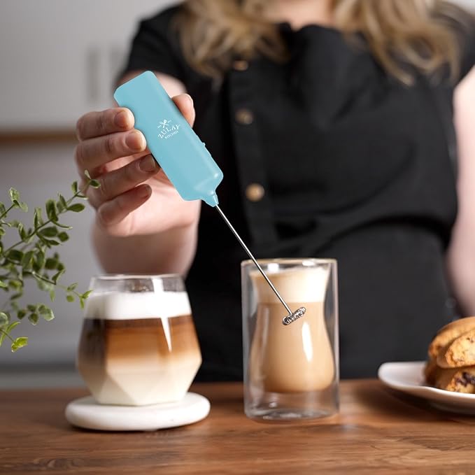 Mini & Mighty Milk Frother Wand – Powerful Handheld Coffee Frother, Battery Operated Drink Mixer – Compact Pocket Size – Detachable Whisk for Latte, Cappuccino, Matcha, Hot Chocolate