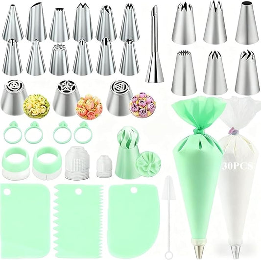 Cake Decorating Kit,Piping Bags and Tips Set,Cake Decorating Supplies,Frosting Piping Kit,Cake Baking Supplies for Beginners (66PS)