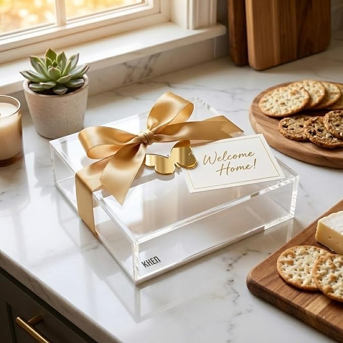 Butterfly Napkin Holder, Single Piece, Clear White Acrylic Square Paper Dispenser for Kitchen Countertop Dining Table Serving Tray, Modern Home Decor Organizer Gift Parties and Everyday Use