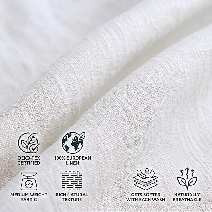 Solino Home Linen White Table Runner 60 Inches - 100% Pure Linen Small Table Runner 14 x 60 Inch Ideal for Dresser and Coffee Tables - Spring, Summer, 4th of July - Diana Medium Weight