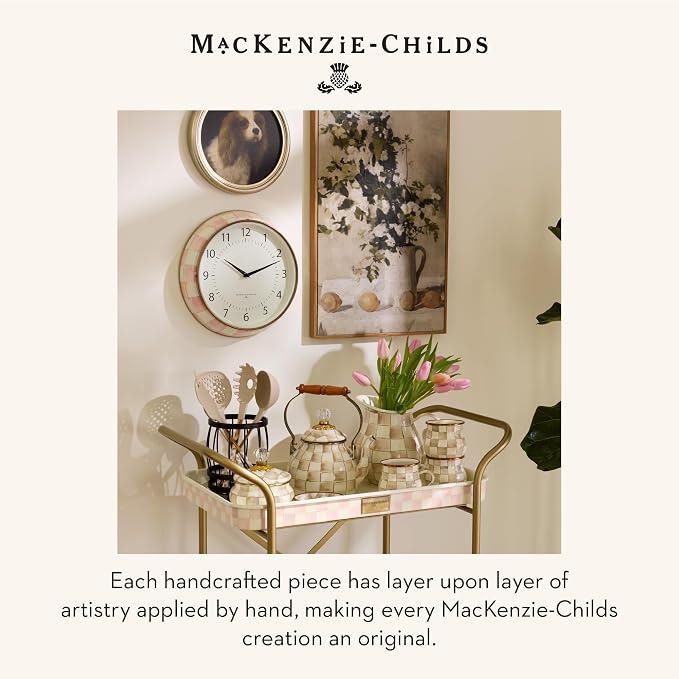 MACKENZIE-CHILDS Utensil Caddy Set with Kitchen Utensils, Brown-and-White Mocha Check