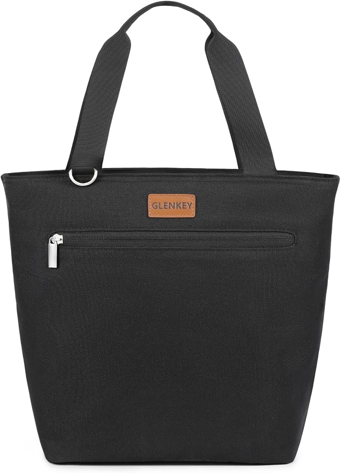 GLENKEY Insulated Lunch Bag Tote Lunch Box - Large Leakproof Cooler Bags for Adults - Soft Lunchbox for Women Work Shift Outdoor Travel Black 8L