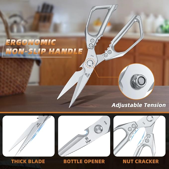 Kitchen Scissors All Purpose - Heavy Duty Poultry Shears, Ultra Sharp Japanese Steel Cooking Scissors for Food, Dishwasher Safe