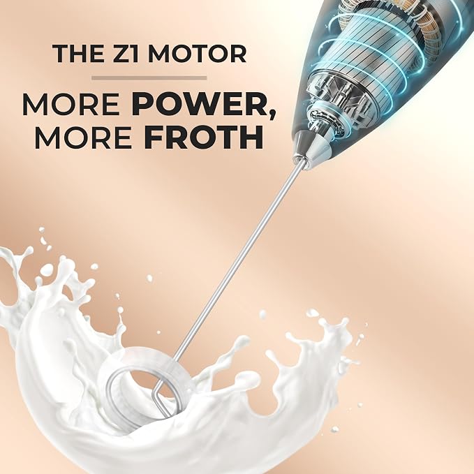 Zulay Powerful Milk Frother for Coffee with Upgraded Titanium Motor - Handheld Electric Whisk, Milk Foamer, Mini Mixer & Coffee Blender for Frappe, Latte, Matcha, No Stand - Lemon Lime