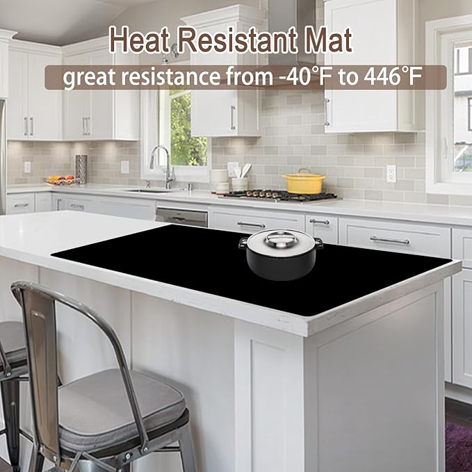 Silicone Mats for Kitchen Counter, 48"x32"(120cmx80cm) Large Heat Resistant Mat Kitchen Island Waterproof Countertop Protector Mat Nons-slip Extra Large Counter Mat, Semitransparent