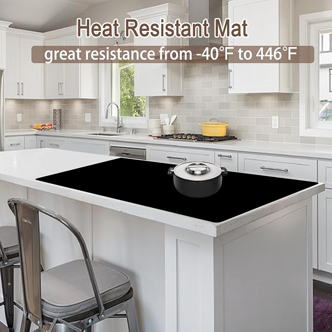 Silicone Mats for Kitchen Counter, 48"x32"(120cmx80cm) Large Heat Resistant Mat Kitchen Island Waterproof Countertop Protector Mat Nons-slip Extra Large Counter Mat, Light Gray