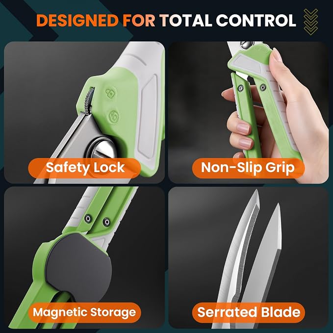 Heavy Duty Poultry Shears, 2-in-1 Ambidextrous All Purpose Kitchen Scissors (Converts to Knife), Non-Slip Handle, Safety Lock & Magnetic Protective Sheath
