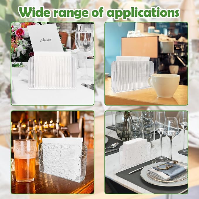 LELE LIFE Acrylic Napkin Holder for Table, Crystal Clear Cocktail Napkin Holder for Kitchen Dinner Christmas, Modern Stone Pattern Napkin Dispenser